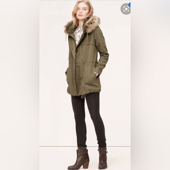 Loft Faux Fur Hooded Anorak Jacket - Picture 1 of 12